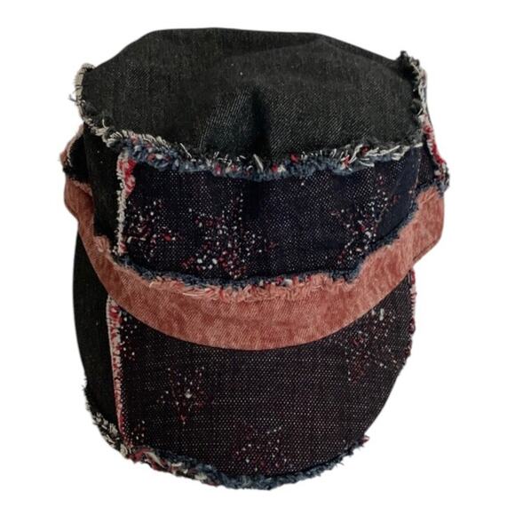 Urban Outfitters NWOT Timeless Modern Denim Patchwork Raw Edge Detail Cabbie Hat - Picture 2 of 15